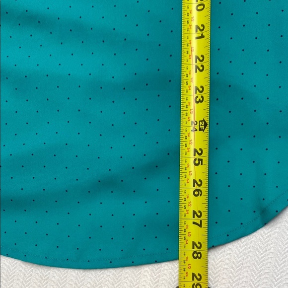 LOFT Blouse Sleeveless Pockets Polka Dot Mixed Media Teal Size Large - Picture 6 of 8